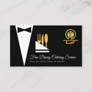 Tarjeta De Visita Exquisito y elegante restaurante negro de estilo T