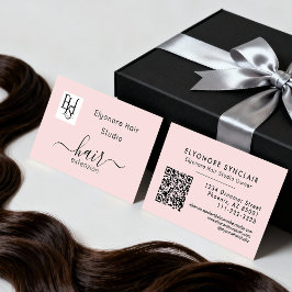 Tarjeta De Visita Extensión de cabello con código QR de logotipo de
