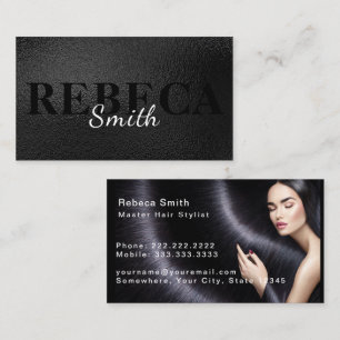 Tarjeta De Visita Extensión de cabello de tipografía estilista de pe
