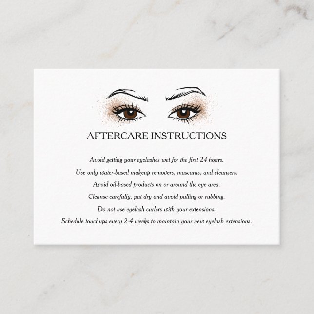 Tarjeta De Visita Extensión de Eyelash Barra de la fila Instruccione (Anverso)