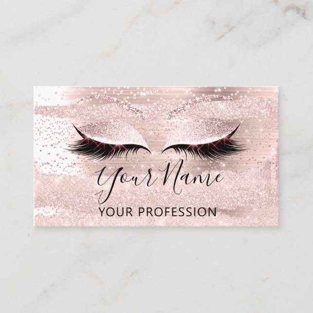 Tarjeta De Visita Extensión de Eyelash Rosa de Artista de maquillaje (Anverso)
