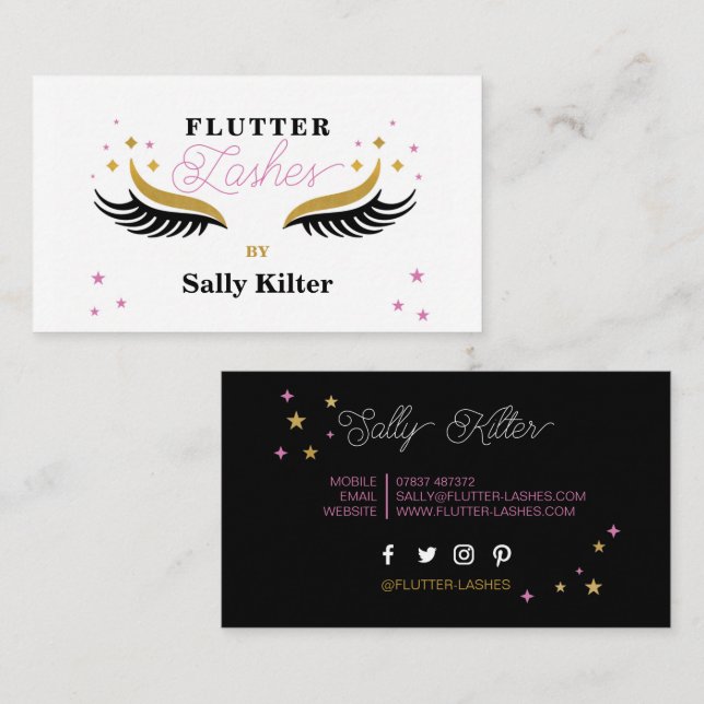 Tarjeta De Visita Extensión De Lash Lanza Critica Belleza Belleza Be (Anverso / Reverso)