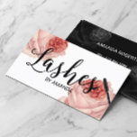 Tarjeta De Visita Extensión de latigazos florales vintage con guione<br><div class="desc">Lazas Black Script Vintage Floral Lash Extension Cards Business.</div>
