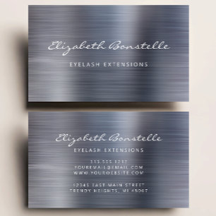Tarjeta De Visita Extensión de pestañas con guión de metal cepillado