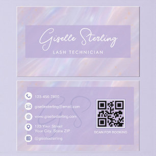 Tarjeta De Visita Extensión de pestañas holográfica pastel