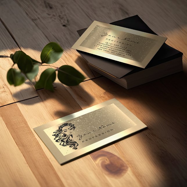 Tarjeta De Visita Extensión Eyelash Artista de maquillaje Hair GoldC (Eyelash Extension Makeup Artist Hair GoldConfetti Business Card)