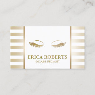 Tarjeta De Visita Extensión Eyelash Artista Moda Tiras de Oro
