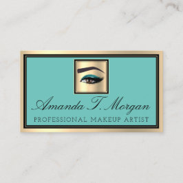 Tarjeta De Visita Extensión Lash de maquillaje Profesional Verde azu