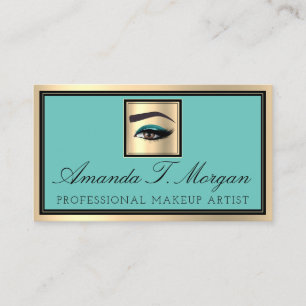 Tarjeta De Visita Extensión Lash de maquillaje Profesional Verde azu