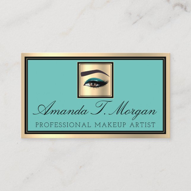 Tarjeta De Visita Extensión Lash de maquillaje Profesional Verde azu (Anverso)