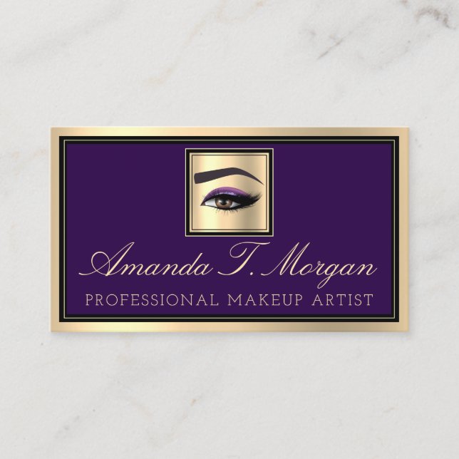 Tarjeta De Visita Extensión Lash de maquillaje Profesional Violeta d (Anverso)