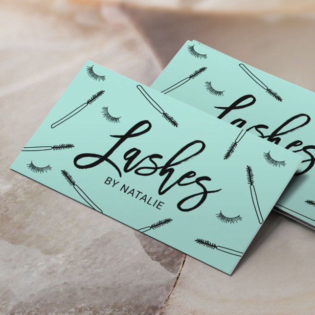 Tarjeta De Visita Extensiones Cute Eyelash Lash Makeup Mint Artista (Subido por el creador)