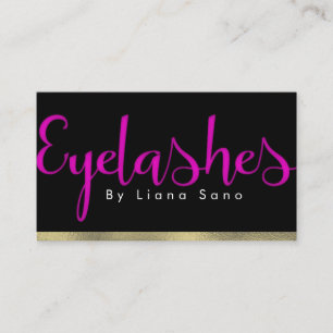 Tarjeta De Visita Extensiones de artista de Eyelash rosa y dorado