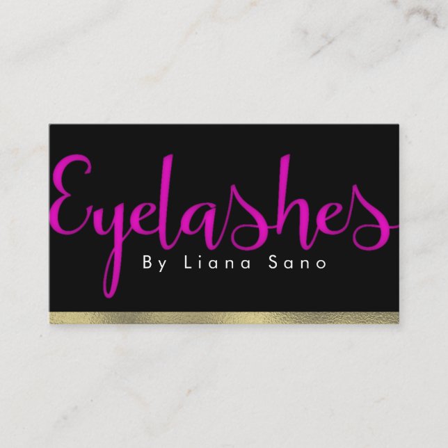 Tarjeta De Visita Extensiones de artista de Eyelash rosa y dorado (Anverso)