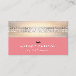 Tarjeta De Visita Extensiones de Eyelash de Cuello de Oro y Secuenci