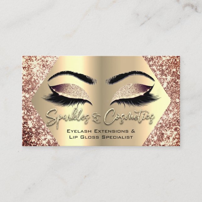 Tarjeta De Visita Extensiones de Eyelash de maquillaje Rosa Logotipo (Anverso)