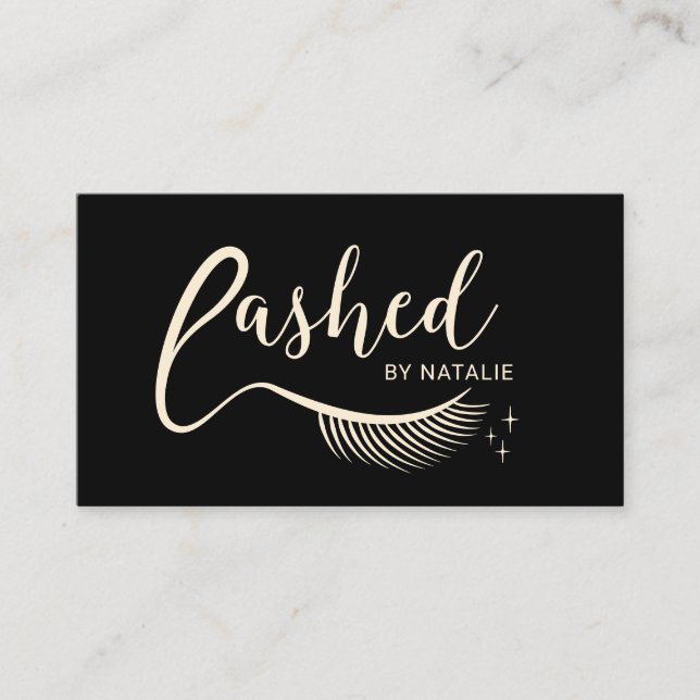 Tarjeta De Visita Extensiones de Eyelash Lashed Artist Black Gold (Anverso)