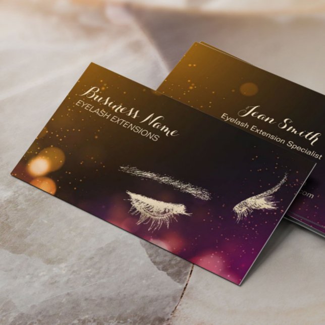 Tarjeta De Visita Extensiones de Eyelash Luces Modernas de Bokeh Lan (Subido por el creador)