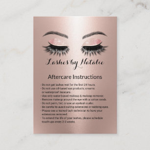 Tarjeta De Visita Extensiones de Eyelash Oro Rosa Instrucción de Aft