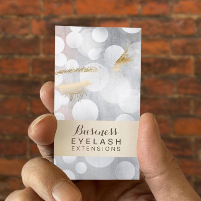 Tarjeta De Visita Extensiones de Eyelash Plata y Oro Modernas (Subido por el creador)