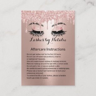 Tarjeta De Visita Extensiones de Eyelash Rosa Gold Instrucciones par