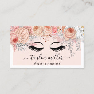 Tarjeta De Visita Extensiones de las pestañas florales rosas de los