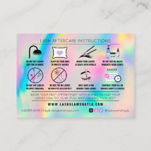 Tarjeta De Visita Extensiones de latigazo Instrucciones de atención 