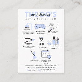 Tarjeta De Visita Extensiones de latigazo Instrucciones de atención 