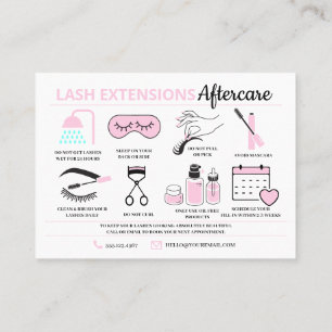 Tarjeta De Visita Extensiones de latigazo Instrucciones de atención 