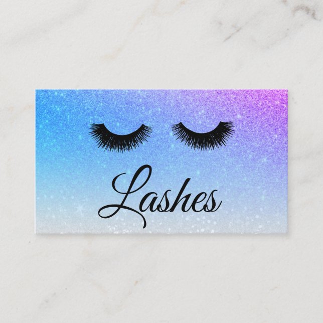 Tarjeta De Visita *~* Extensiones de latigazos de PURPLE AZUL Giro P (Anverso)
