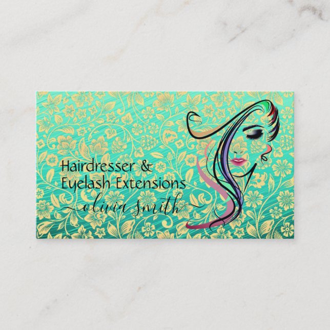 Tarjeta De Visita Extensiones de peluquería y Eyelash para personali (Anverso)