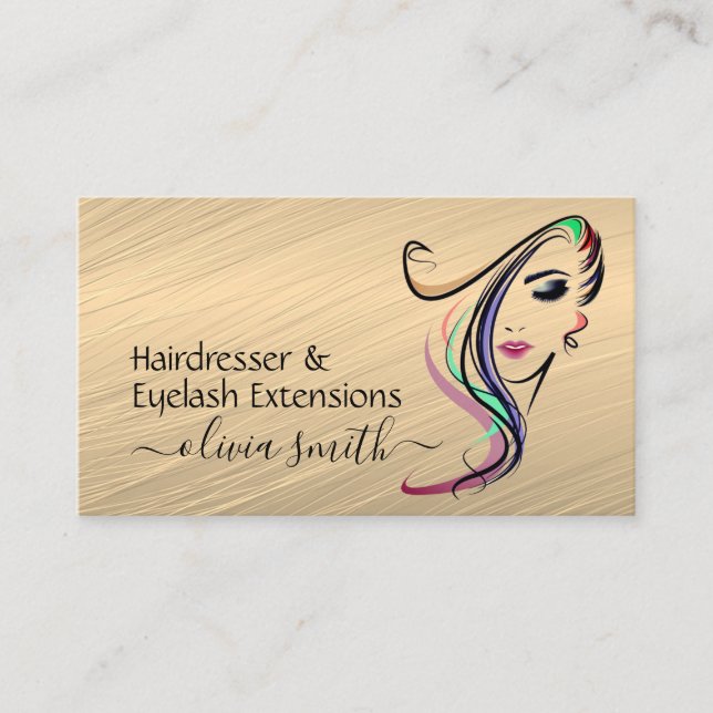 Tarjeta De Visita Extensiones de peluquería y Eyelash para personali (Anverso)