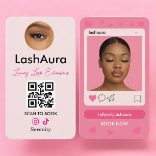 Tarjeta De Visita Extensiones de pestañas Código QR Rosa Foto