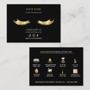 Tarjeta De Visita Extensiones de pestañas elegantes: cuidado posteri