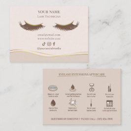 Tarjeta De Visita Extensiones de Pestañas Elegantes Cuidado Posterio