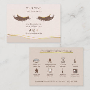 Tarjeta De Visita Extensiones de Pestañas Elegantes Cuidado Posterio
