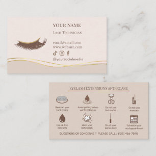 Tarjeta De Visita Extensiones de Pestañas Elegantes Cuidado Posterio