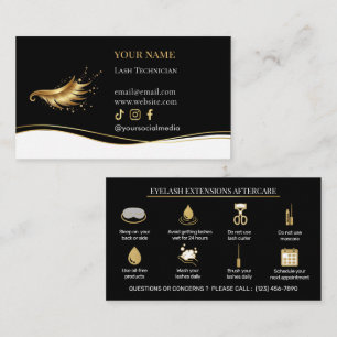 Tarjeta De Visita Extensiones de Pestañas Elegantes Cuidado Posterio