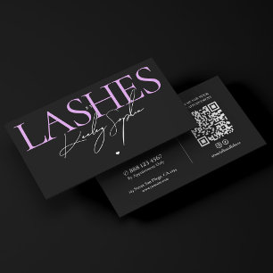 Tarjeta De Visita Extensiones de pestañas negras moradas Tech Aesthe