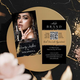 Tarjeta De Visita Extensiones de Pestañas Ojos Glam Luxury Ágata Neg