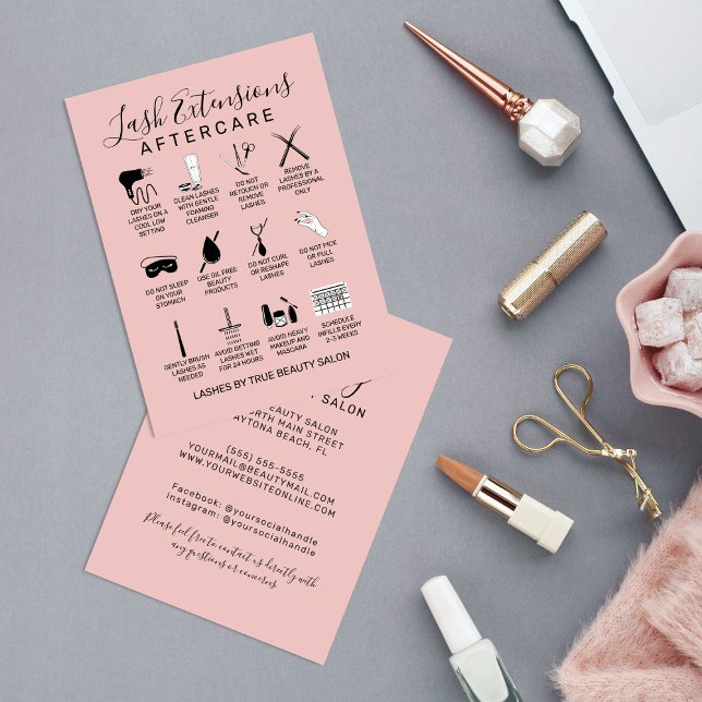 Tarjeta De Visita Extensiones de pestañas rosadas simples Icono de a (Subido por el creador)