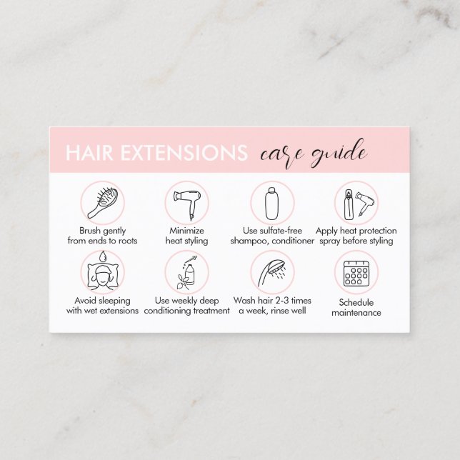 Tarjeta De Visita Extensiones del pelo rosado después de las instruc (Reverso)