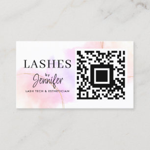 Tarjeta De Visita Extensiones Eyelash Código QR Color de agua Oro Ro