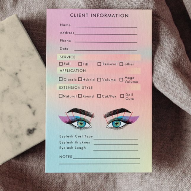 Tarjeta De Visita Extensiones Eyelash del mapa del cliente holograma (Trendy Hologram Client Lash Map Eyelash Extensions Business Card)