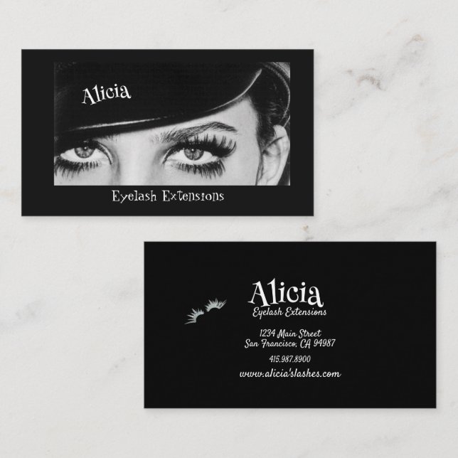 Tarjeta De Visita Extensiones Eyelash Extensiones Ojos Grandes (Anverso / Reverso)