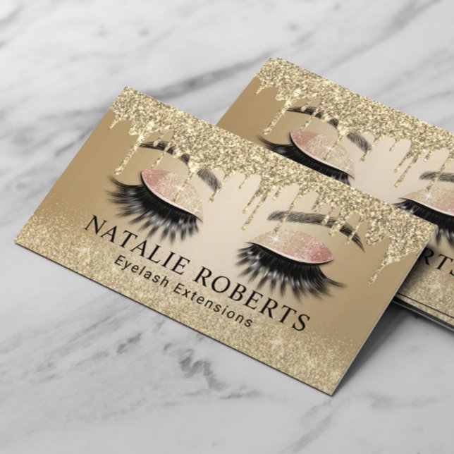 Tarjeta De Visita Extensiones Eyelash Extensiones Trendy Gold Drits  (Subido por el creador)