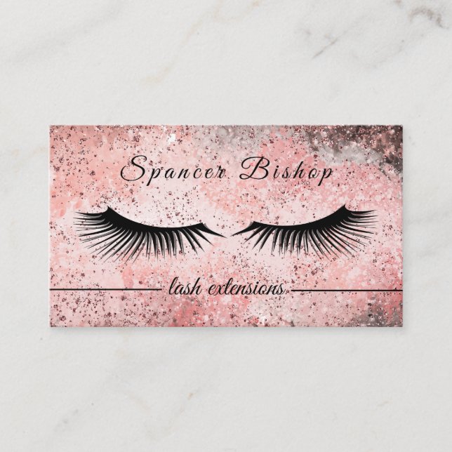 Tarjeta De Visita Extensiones Eyelash Gold Rosa (Anverso)