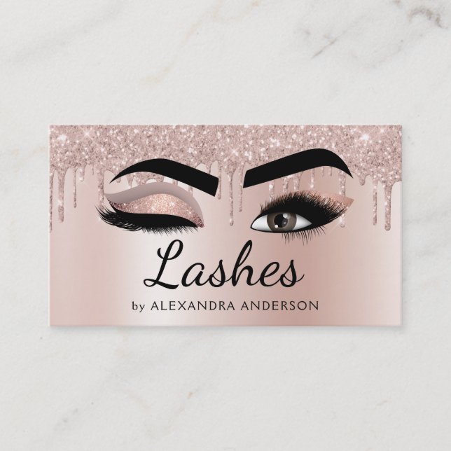Tarjeta De Visita Extensiones Eyelash Lantea Purpurina Rosa Oro Rosa (Anverso)