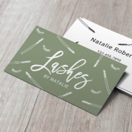 Tarjeta De Visita Extensiones Eyelash Lash Bar Sage Green Salon