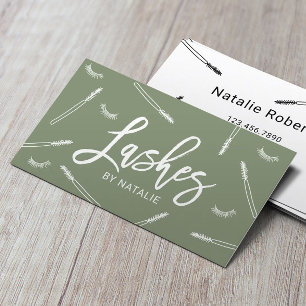 Tarjeta De Visita Extensiones Eyelash Lash Bar Sage Green Salon